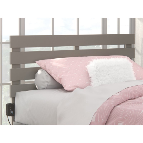 Pemberly Row Farmhouse Solid Wood Full Headboard in Gray