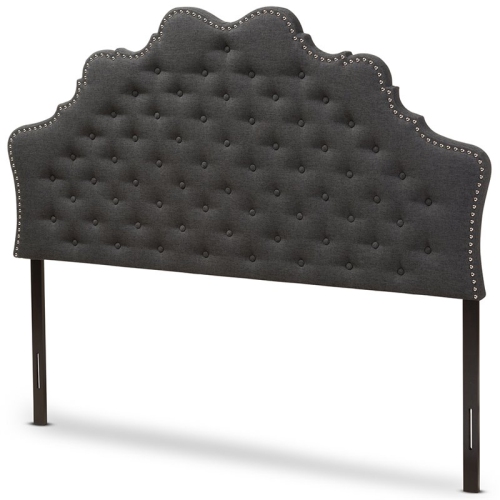 BOWERY HILL  Modern Tufted Queen Panel Headboard In Dark In Gray