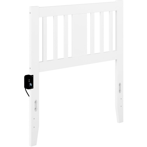 AFI Tahoe Twin Spindle Headboard with USB Turbo Charger in White