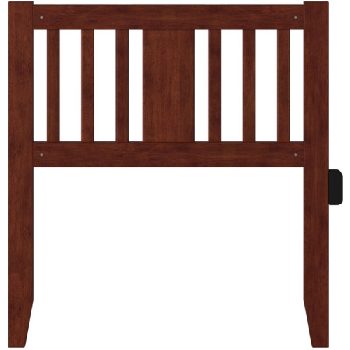 Pemberly Row Traditional Twin Spindle Headboard with USB Turbo Charger in Walnut