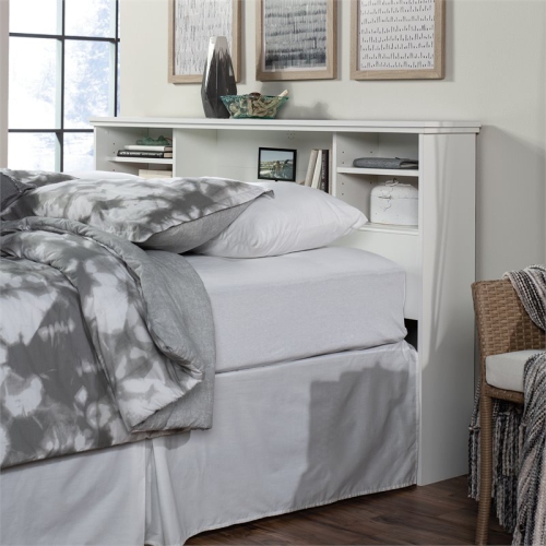 Sauder River Ranch Wooden Full-Queen Bookcase Headboard in Glacier White