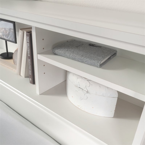 Sauder River Ranch Wooden Full-Queen Bookcase Headboard in Glacier White