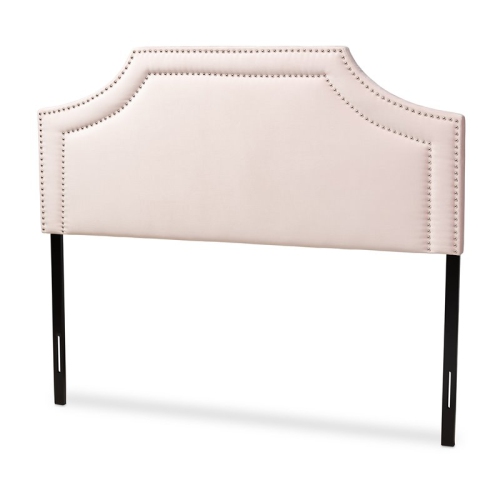 Bowery Hill Velvet and Wood Queen Headboard in Light Pink