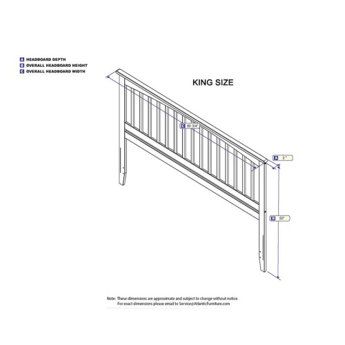 AFI Mission King Solid Wood Headboard with Device Charger in White