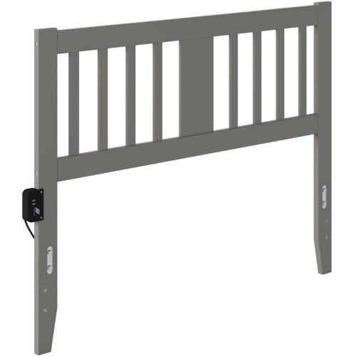 AFI Tahoe Full Spindle Headboard with USB Turbo Charger in Gray