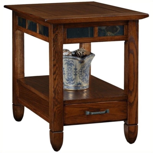 BOWERY HILL  Storage End Table In A Rustic Oak Finish
