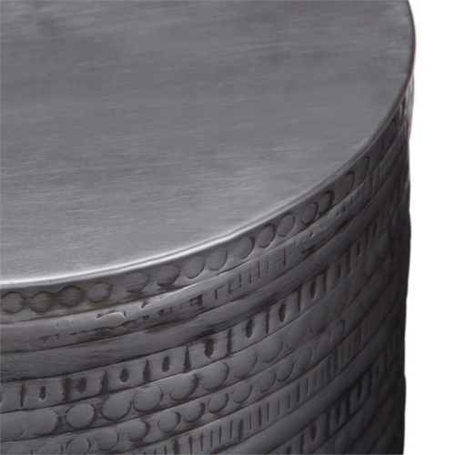 Pemberly Row Boho 15" Metal Large Accent Side Table in Antique Silver