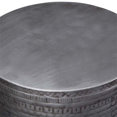 Pemberly Row Boho 15" Metal Large Accent Side Table in Antique Silver