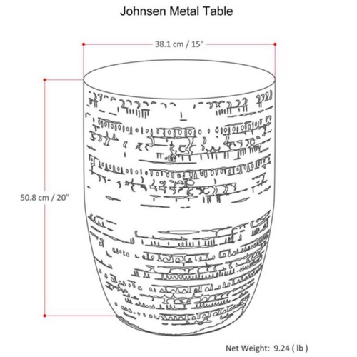 Pemberly Row Boho 15" Metal Large Accent Side Table in Antique Silver