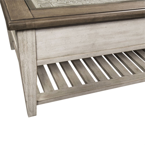 Bowery Hill Traditional Rectangular Ceiling Tile Cocktail Table in Grey