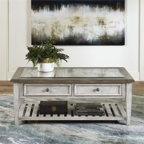 Bowery Hill Traditional Rectangular Ceiling Tile Cocktail Table in Grey