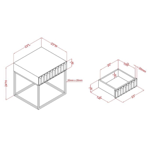 Furniture of America Giffore Metal 1-Drawer End Table in Antique Blue
