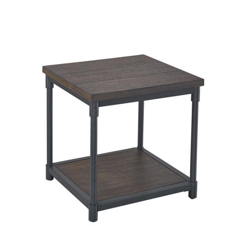BOWERY HILL  Contemporary Smokey Oak And Metal End Table In Black