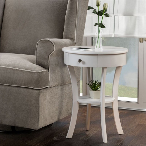 Convenience Concepts Classic Accents Schaffer End Table in White Wood Finish