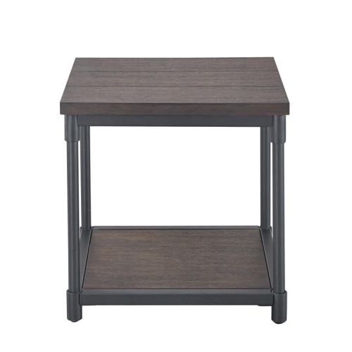 Steve Silver Prescott Smokey Oak and Black Metal End Table