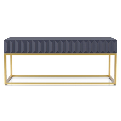 Furniture of America Giffore Metal 2-Drawer Coffee Table in Antique Blue