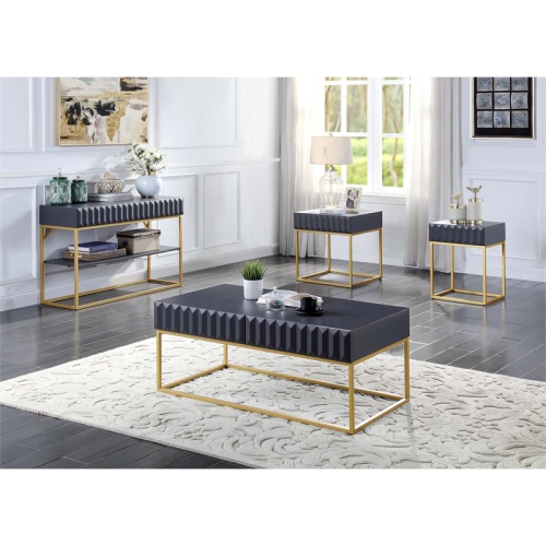 Furniture of America Giffore Metal 2-Drawer Coffee Table in Antique Blue