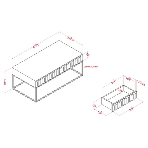 Furniture of America Giffore Metal 2-Drawer Coffee Table in Antique Blue
