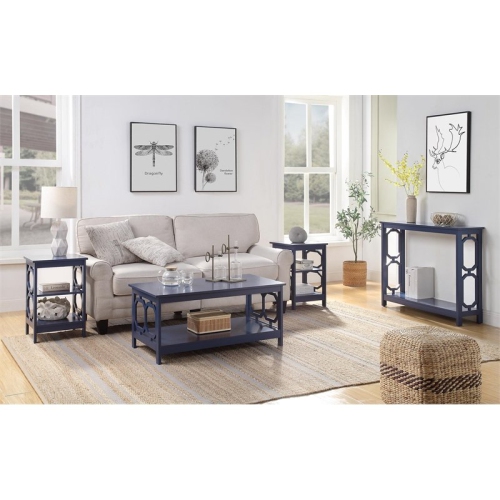 Console contemporaine Pemberly Row au fini bois bleu cobalt