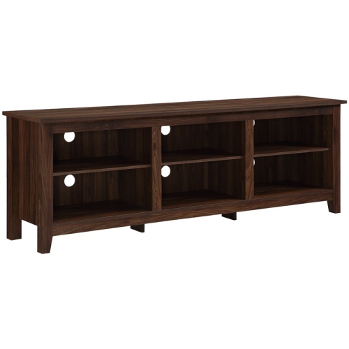 70 inch Wood Media TV Stand Storage Console in Dark Walnut