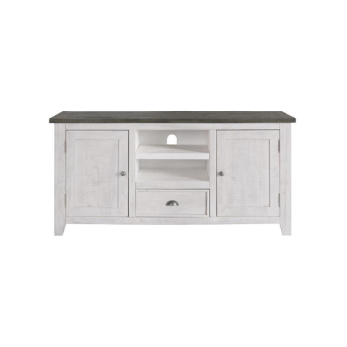 Martin Svensson Home Monterey Solid Wood TV Stand in White with Gray Top