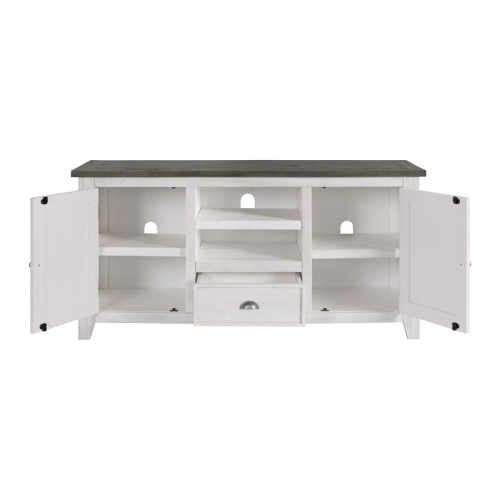 Martin Svensson Home Monterey Solid Wood TV Stand in White with Gray Top