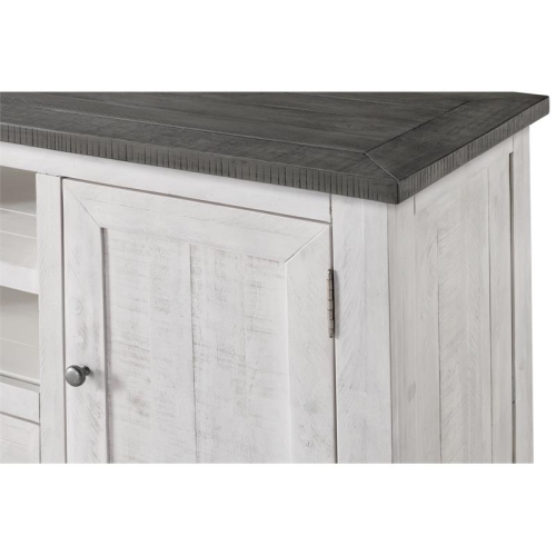 Martin Svensson Home Monterey Solid Wood TV Stand in White with Gray Top