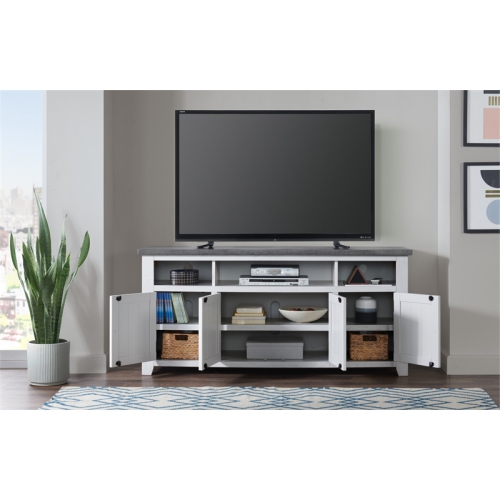 Martin Svensson Home Foundry 65" TV Stand White Stain with Gray Top