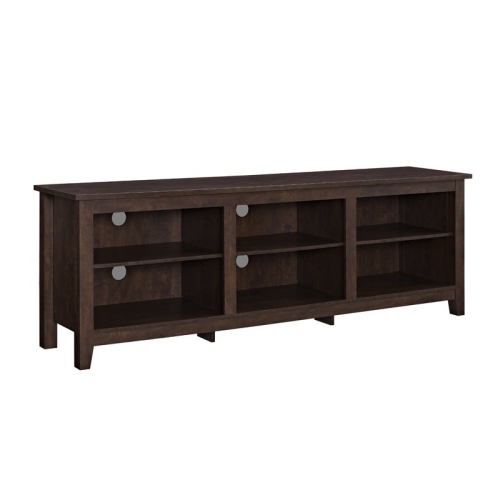 WALKER EDISON  "70"" Wood Media Tv Stand Storage Console In Traditional Brown" 70" Black TV Stand