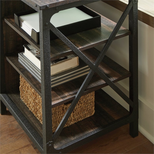 Sauder Steel River Small Credenza in Engineered Wood-Carbon Oak