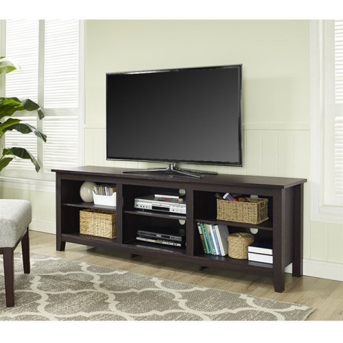 WALKER EDISON  Essential 70" Rustic Mdf Tv Stand - Espresso The stand is exactly as it is marketed on site