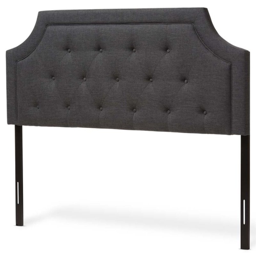 BOWERY HILL  Contemporary Fabric Tufted Full Headboard In Dark Gray