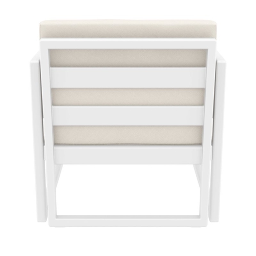 Mykonos Patio Club Chair in White Finish with Acrylic Fabric Natural Cushions