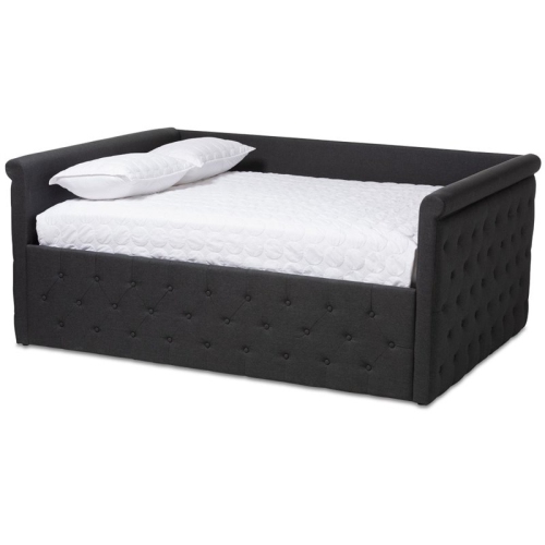 BOWERY HILL  Tufted Queen Daybed In Dark Grey