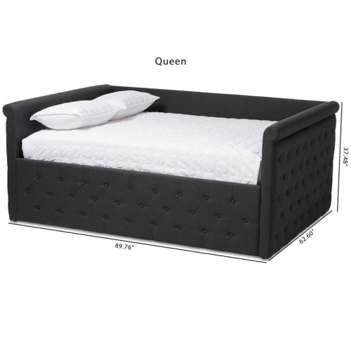 Bowery Hill Tufted Queen Daybed in Dark Grey