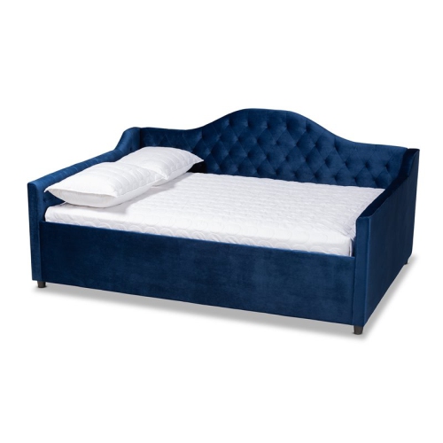 BOWERY HILL  Contemporary Velvet Upholstered Full Daybed In Royal In Blue