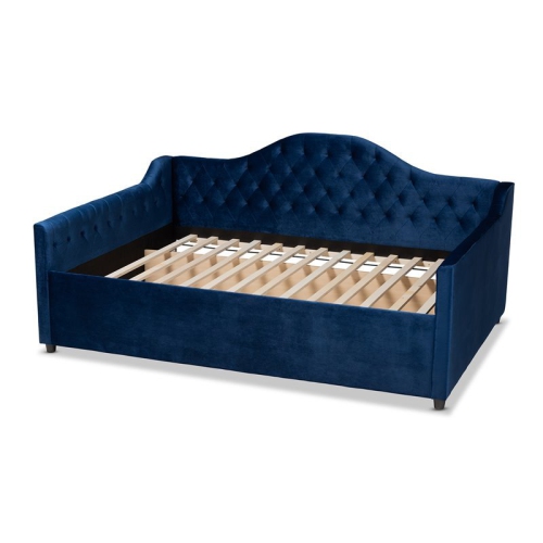 Bowery Hill Contemporary Velvet Upholstered Full Daybed in Royal Blue