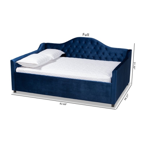 Bowery Hill Contemporary Velvet Upholstered Full Daybed in Royal Blue
