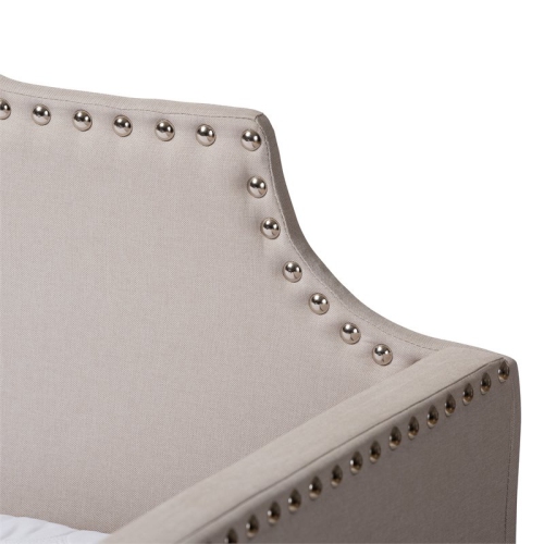 Bowery Hill Beige Upholstered Twin Size Daybed with Trundle Bed