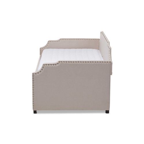 Bowery Hill Beige Upholstered Twin Size Daybed with Trundle Bed