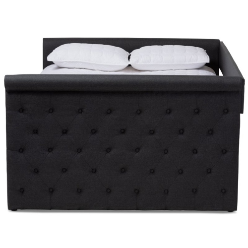 Lit de repos pleine grandeur gigogne capitonné avec lit double de Bowery Hill, gris foncé