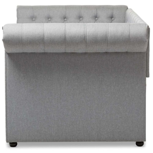 Bowery Hill Classically Designed Fabric Daybed with Trundle in Gray