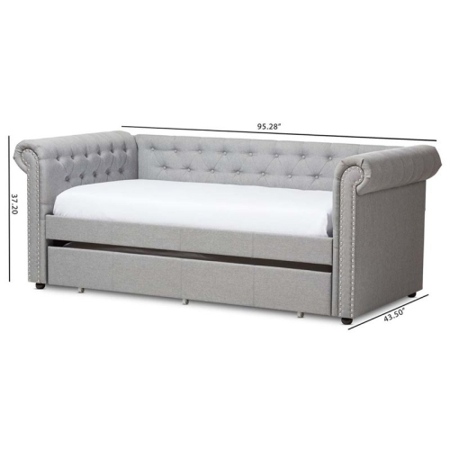 Bowery Hill Classically Designed Fabric Daybed with Trundle in Gray