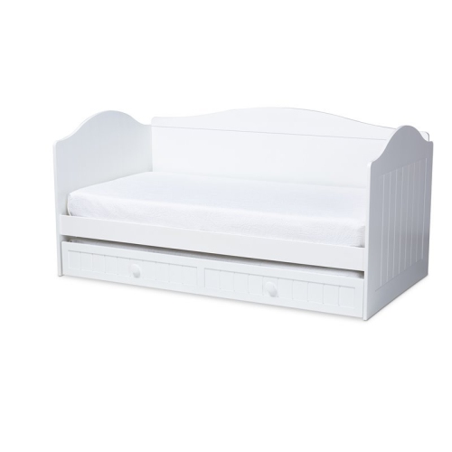 Bowery Hill White Wood Twin Size Daybed with Trundle