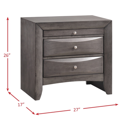 Bowery Hill 2 Drawer Nightstand in Gray