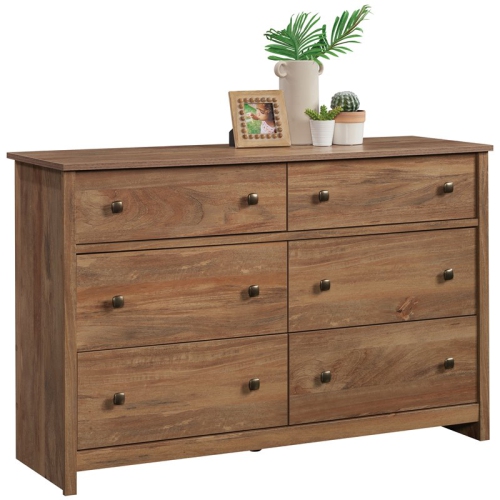 Sauder River Ranch Engineered Wood 6 Drawer Dresser in Sindoori Mango/Natural