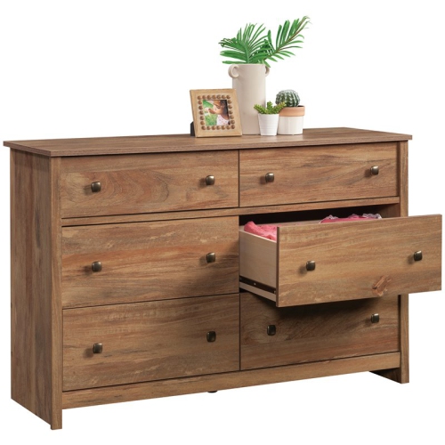 Sauder River Ranch Engineered Wood 6 Drawer Dresser in Sindoori Mango/Natural