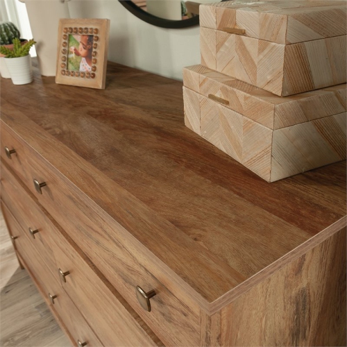 Sauder River Ranch Engineered Wood 6 Drawer Dresser in Sindoori Mango/Natural