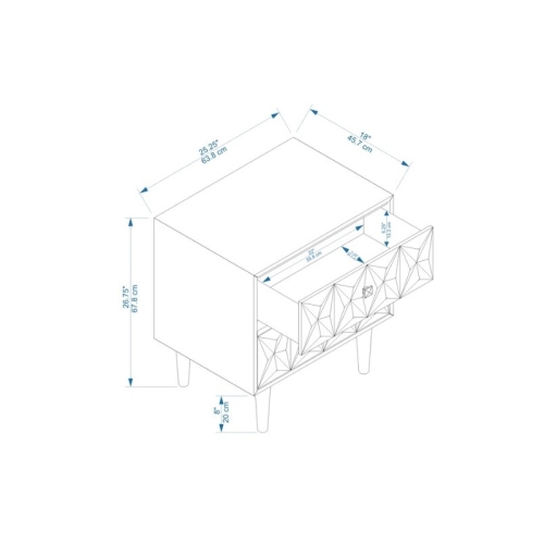 Linon Alick Two Drawer Wood Geo Texture Nightstand in Gray