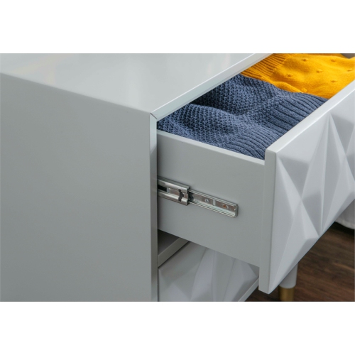 Linon Alick Two Drawer Wood Geo Texture Nightstand in Gray